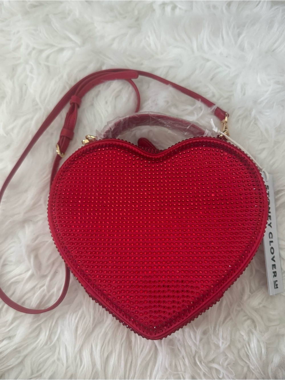 Stoney Clover Lane Heart Crystal Crossbody in Ruby